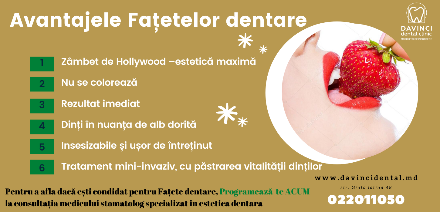 avantajele fatetelor dentare davinci dental clinic